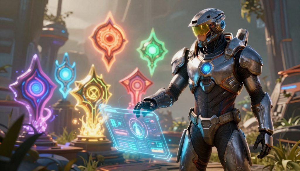 A futuristic Destiny 2 scene, showcasing a Guardian character in striking armor, fully engaged with a seasonal artifact embodying vibrant, glowing energy. In the foreground, the Guardian, depicted in sleek, technologically advanced armor, stands confidently with one hand resting on a holographic interface displaying intricate build adaptations and mod configurations. The middle ground features a dynamic array of seasonal artifacts, each pulsating with unique colors and intricate details, symbolizing various subclass enhancements. The background is a rich, digitally rendered landscape of a new Destiny 2 environment, illuminated by ethereal lighting with soft glows and shadows highlighting the atmosphere of exploration and strategy. The mood is one of anticipation and excitement, evoking the thrill of new gameplay mechanics and adaptations in the evolving universe.