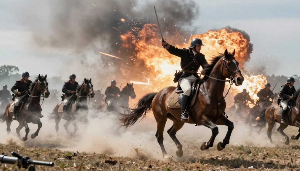 Battlefield 1 cavalry charge with soldier on horseback wielding a saber