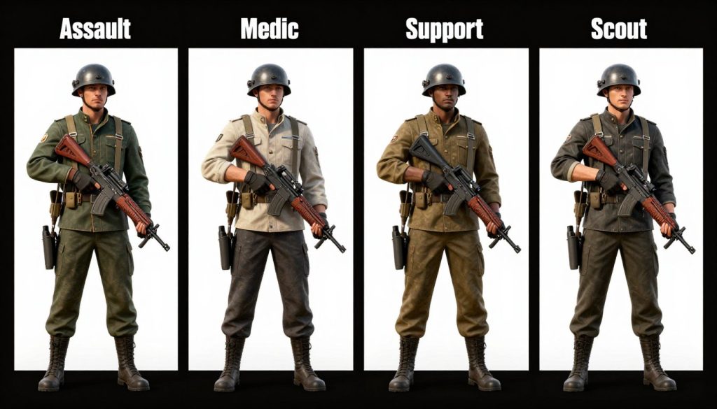 Battlefield 1 soldier classes showing different equipment and weapons