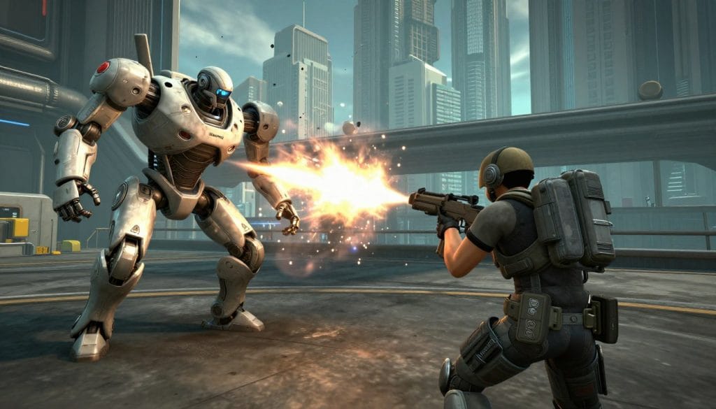 Binary Domain gameplay showing the robot dismemberment system that made its combat unique among third-person shooters