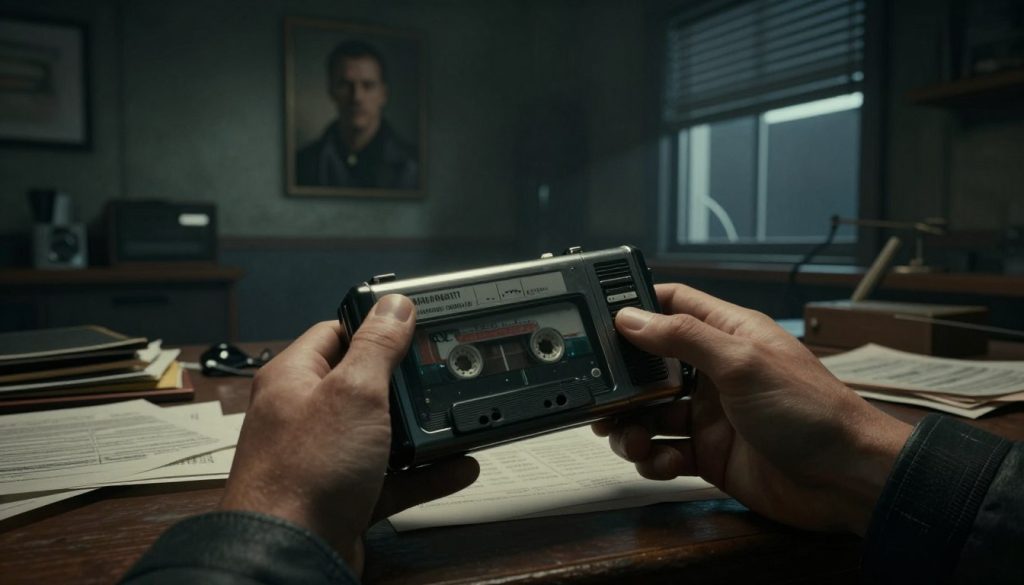 BioShock game review showing a player finding an audio diary that reveals crucial story information