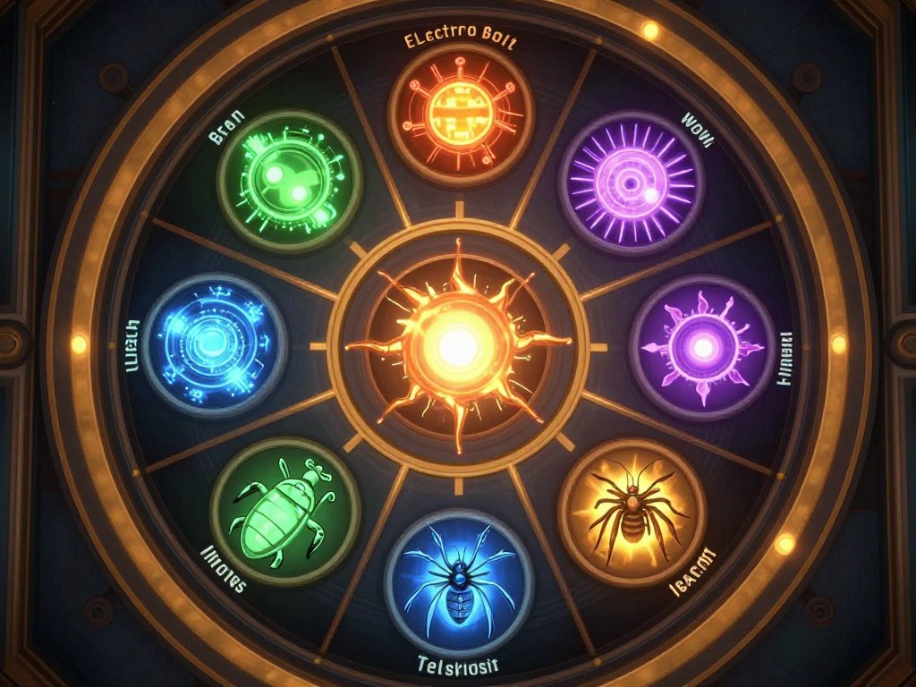 BioShock game review showing the plasmid selection wheel interface with multiple plasmid options