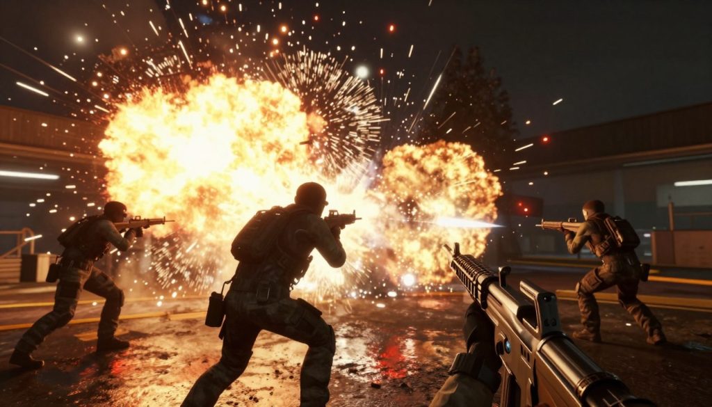 Call of Duty: Warzone night scene with impressive lighting effects