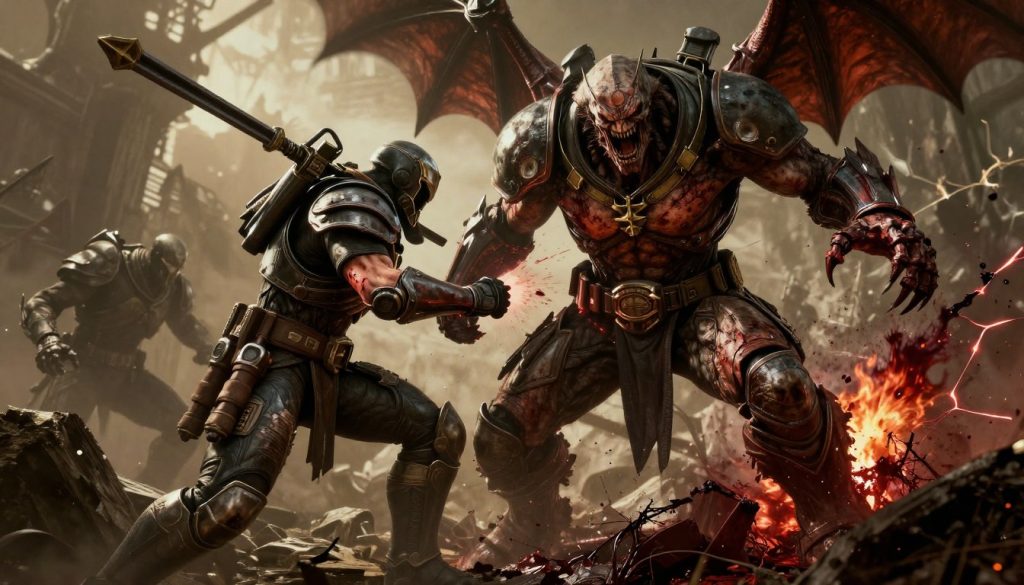 DOOM Eternal glory kill sequence showing the Doom Slayer ripping apart a Cacodemon