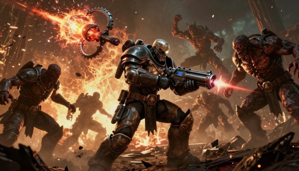 DOOM Eternal intense combat with the Doom Slayer fighting demons with the Super Shotgun