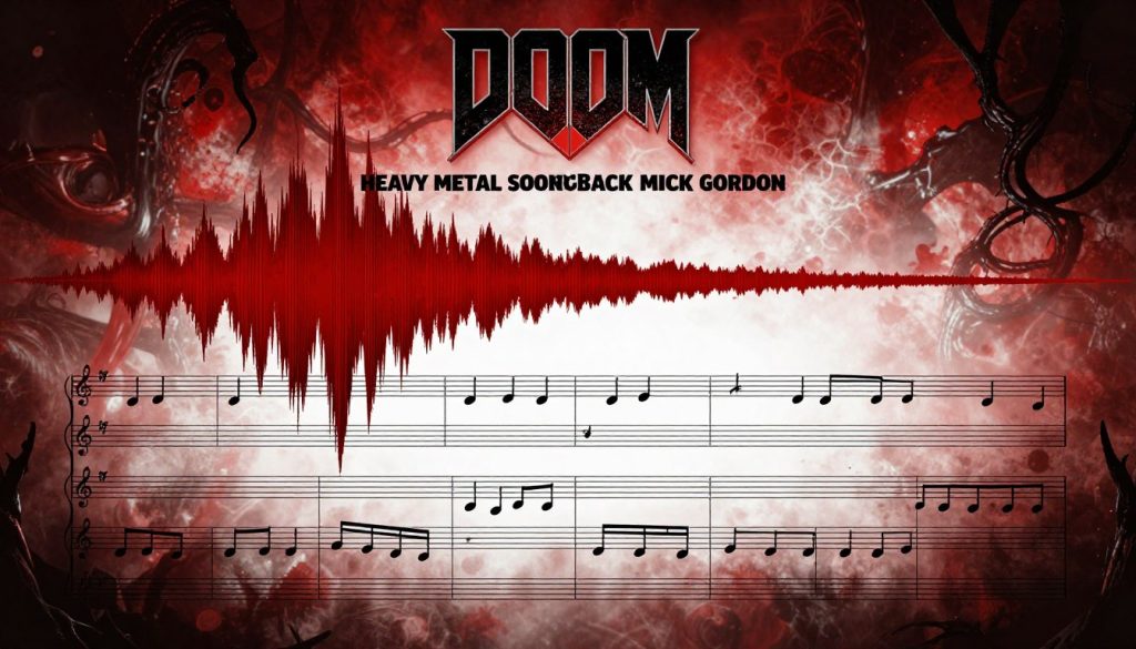 DOOM Eternal soundtrack visualization showing heavy metal music waveforms