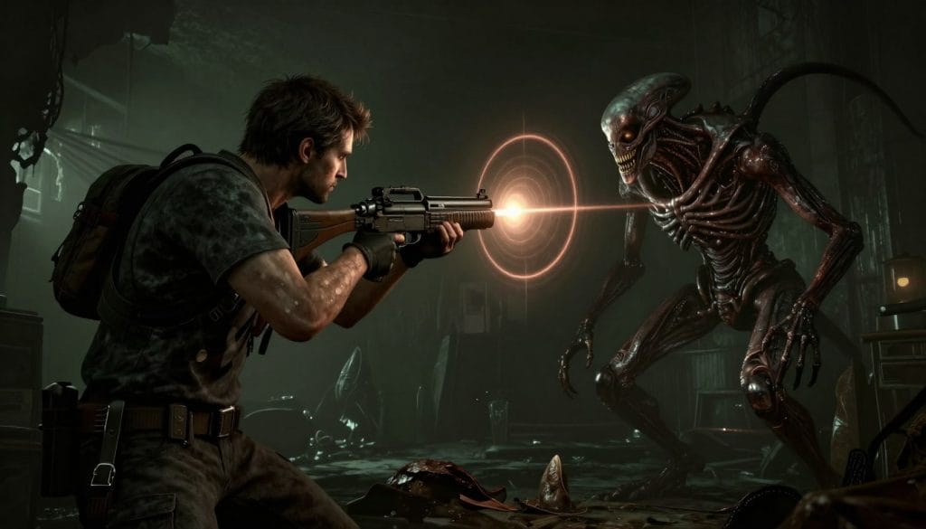 Dead Space gameplay showing the strategic dismemberment mechanics that made it a standout third-person shooter horror game