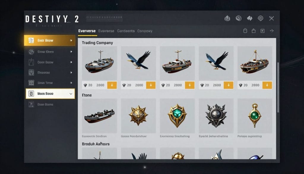 Destiny 2 game review showing the Eververse store