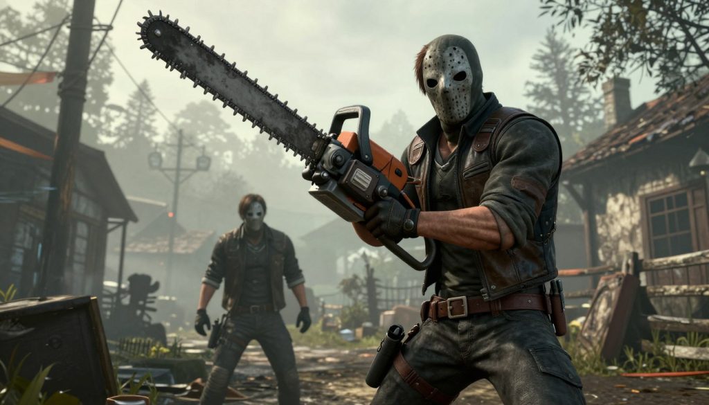 Dr. Salvador with chainsaw approaching Leon in Resident Evil 4