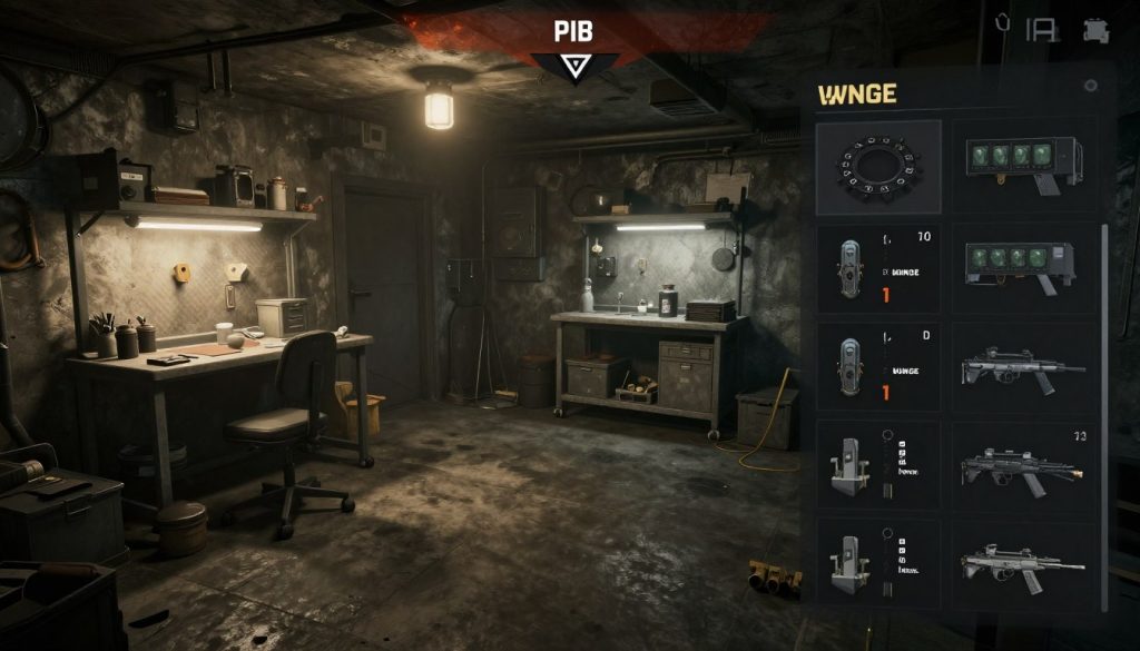 Escape from Tarkov game review showing the hideout base-building system with various stations