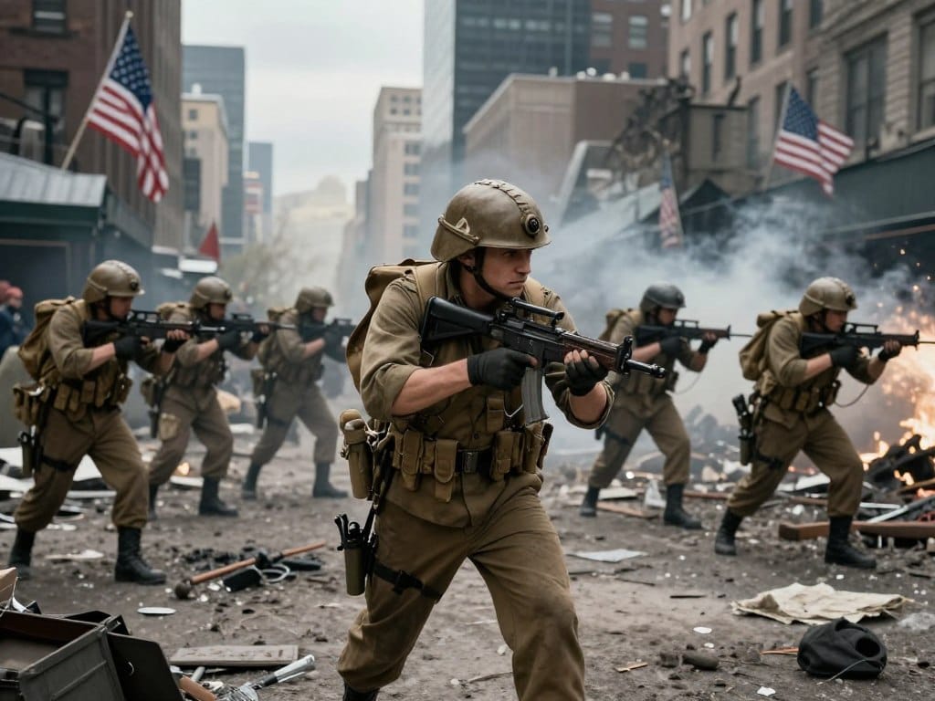 Freedom Fighters gameplay showing the squad-based combat that made it a standout third-person shooter