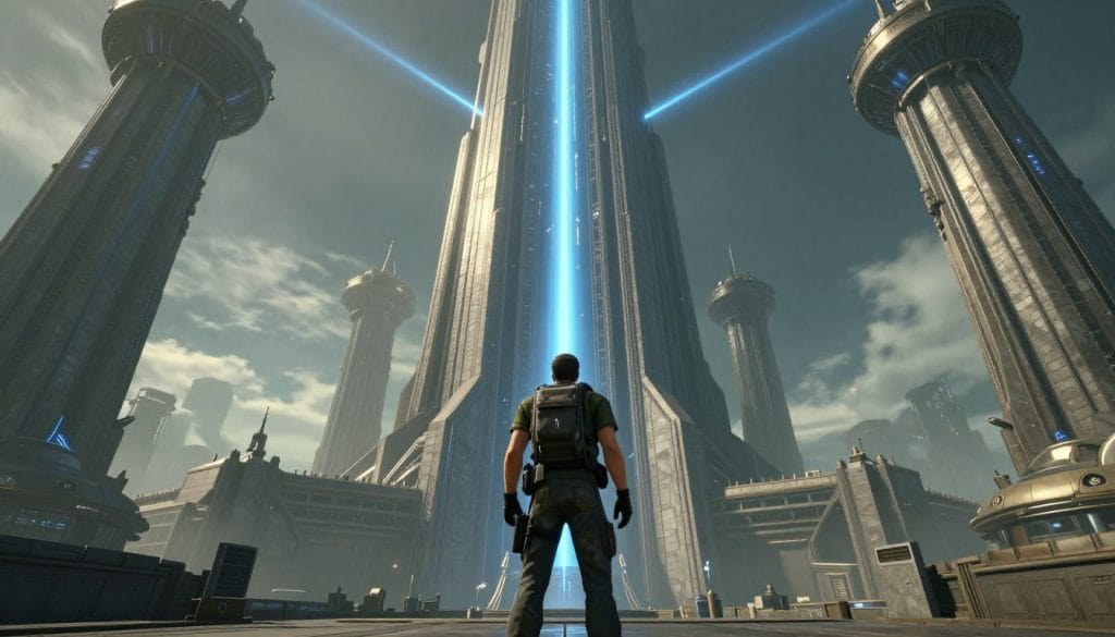 Gordon Freeman standing before the Citadel in Half-Life 2, highlighting the game's iconic imagery