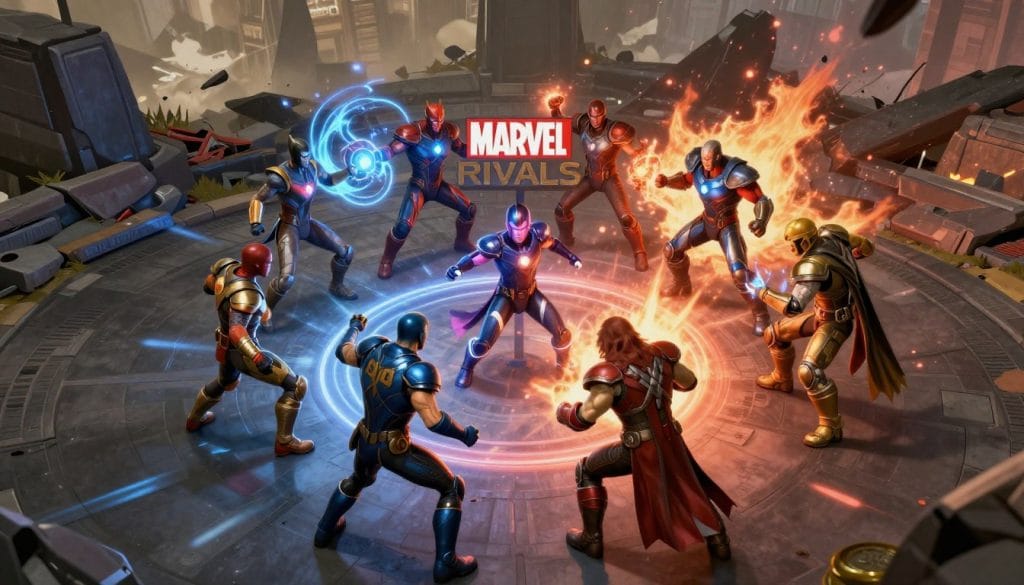 Marvel Rivals gameplay showing a team battle with special effects