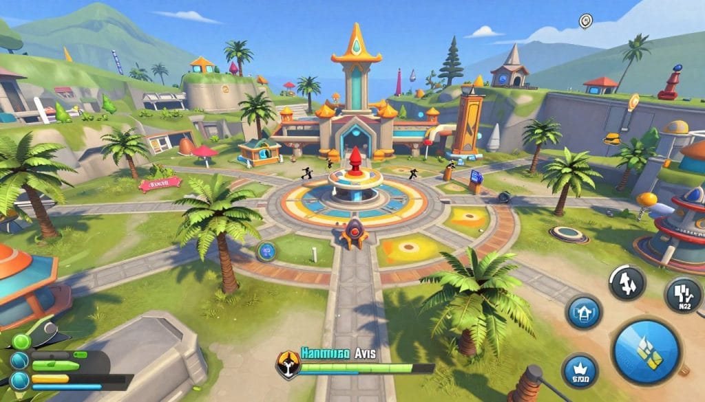 Overwatch game map showing vibrant art style and environmental design