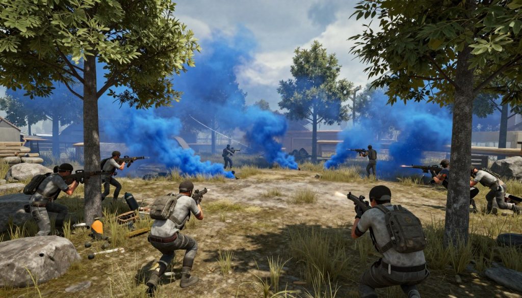 PUBG: BATTLEGROUNDS final circle with intense combat