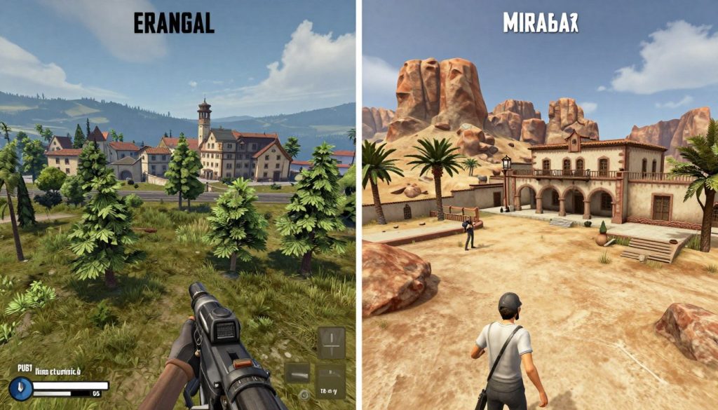 PUBG: BATTLEGROUNDS map comparison showing Erangel and Miramar