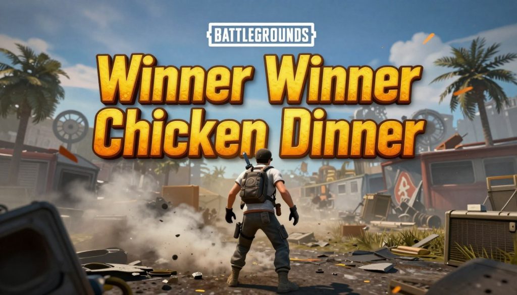 PUBG: BATTLEGROUNDS winner screen showing 'Winner Winner Chicken Dinner'