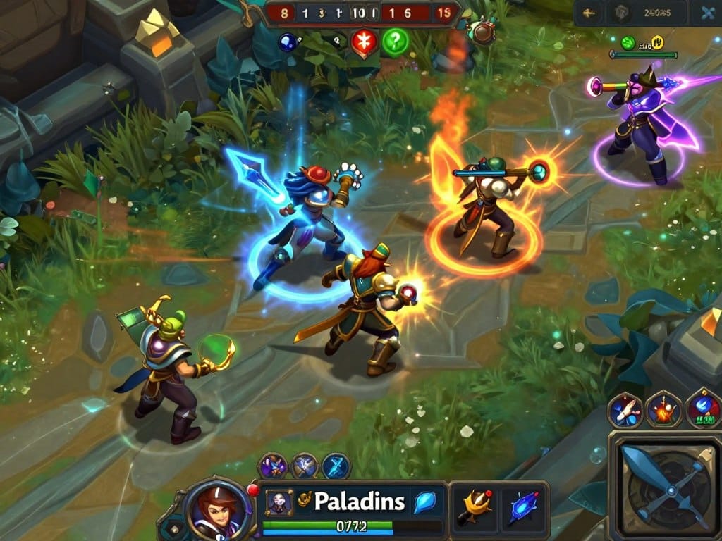 Paladins gameplay showing fantasy hero characters