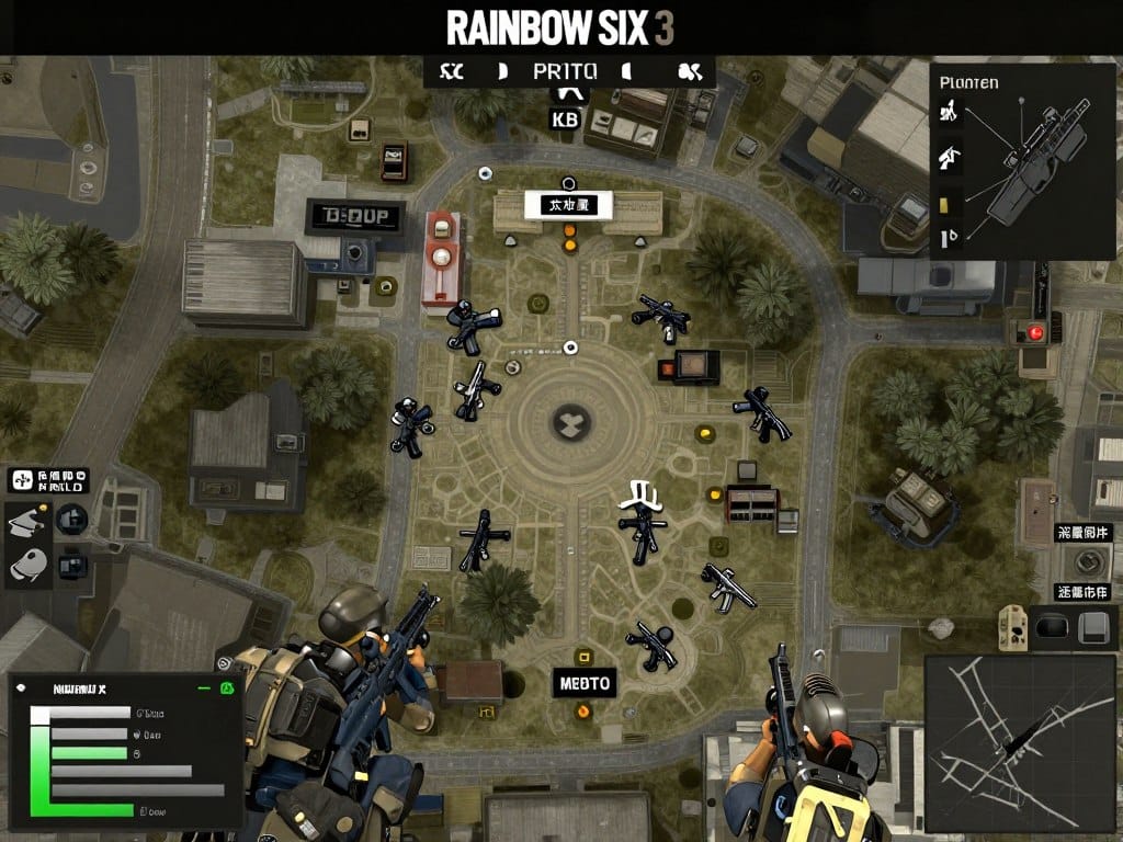 Rainbow Six 3: Raven Shield gameplay showing tactical planning phase
