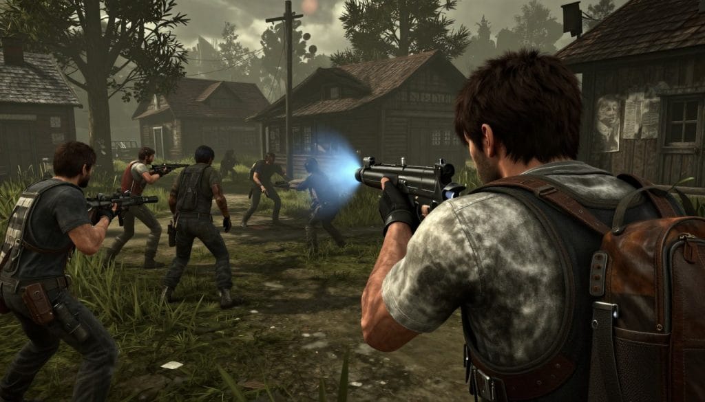 Resident Evil 4 gameplay showing the revolutionary over-the-shoulder perspective that influenced countless third-person shooter games