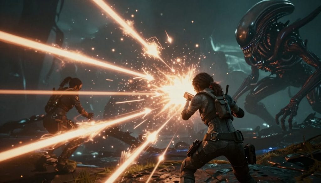 Returnal gameplay showing the bullet-hell elements that make it a unique third-person shooter roguelike