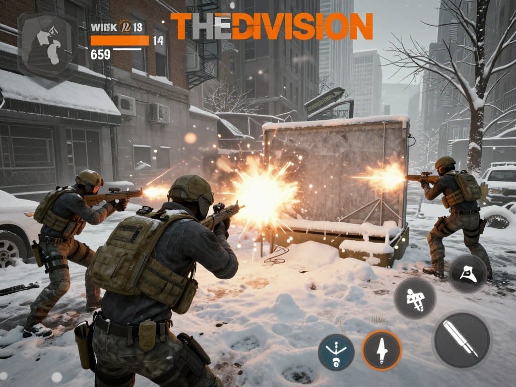 The Division gameplay showing the cover-based combat and RPG elements that define this third-person shooter