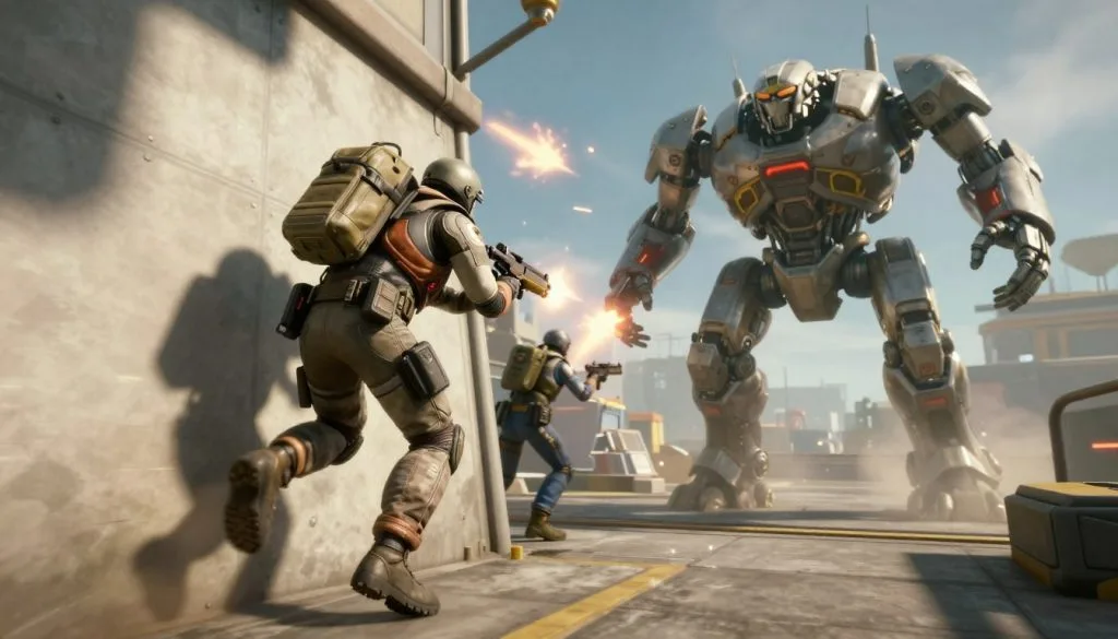 Titanfall 2 showing pilot wall-running and a Titan mech in combat