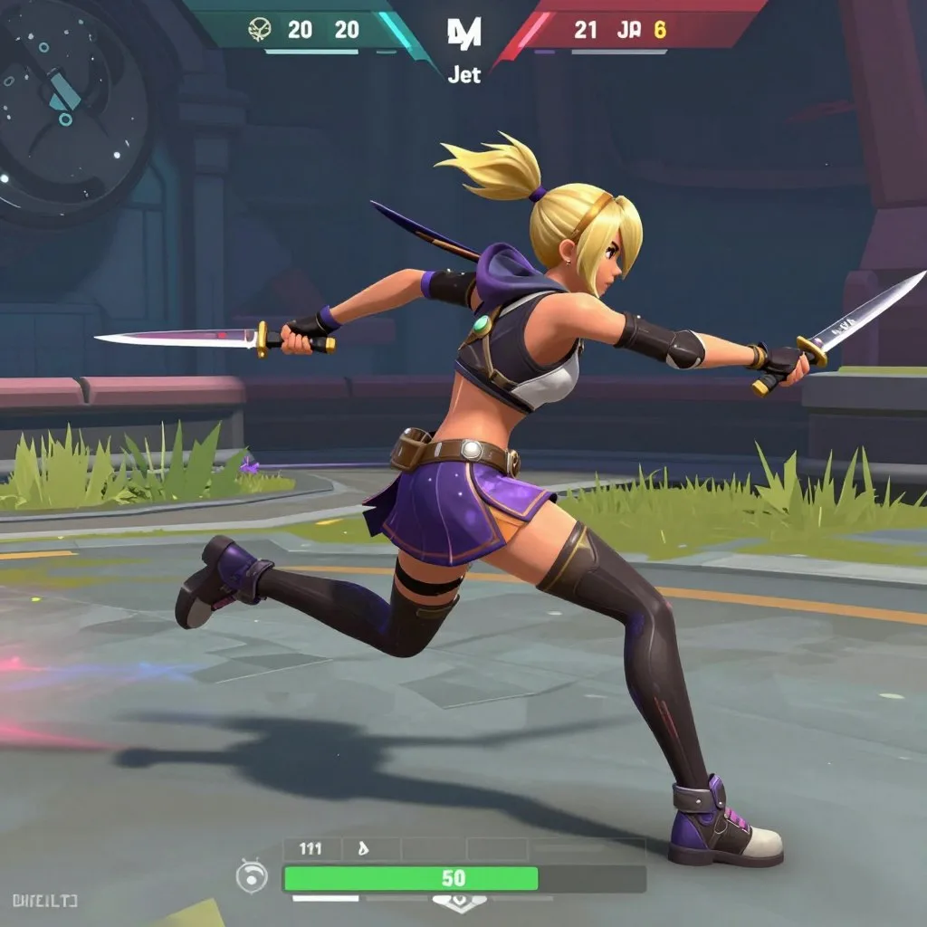 VALORANT Duelist agent Jett using her signature dash ability