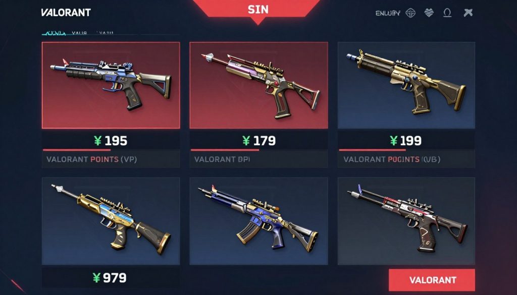 VALORANT store interface showing premium weapon skin bundles