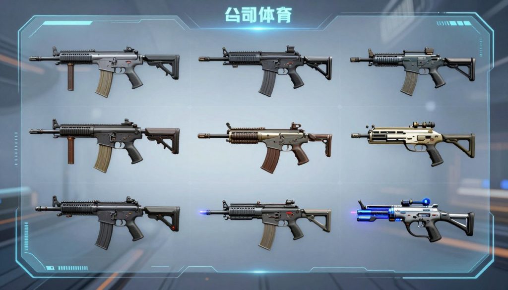 Vanquish game weapon selection interface showing multiple futuristic guns and their upgrade paths
