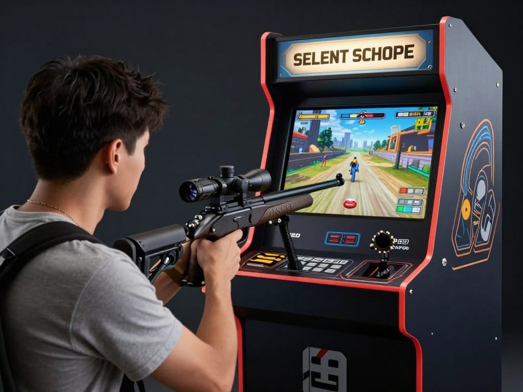 silent scope arcade with sniper scope